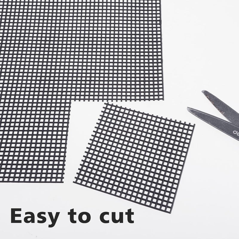 Aster 4 Pieces 4 Count Plastic Mesh Canvas Sheets for Embroidery, Plastic Needlepoint Canvas, Fursuit Eye Mesh for Crafts DIY, Knit Crochet Projects (Black, 1.8×7.9inch) - Image 4